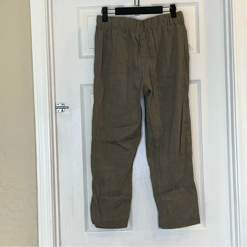 Aritzia Babaton Errol Crop Day Linen Blend Pants‎ Size Small Drawstring Pockets